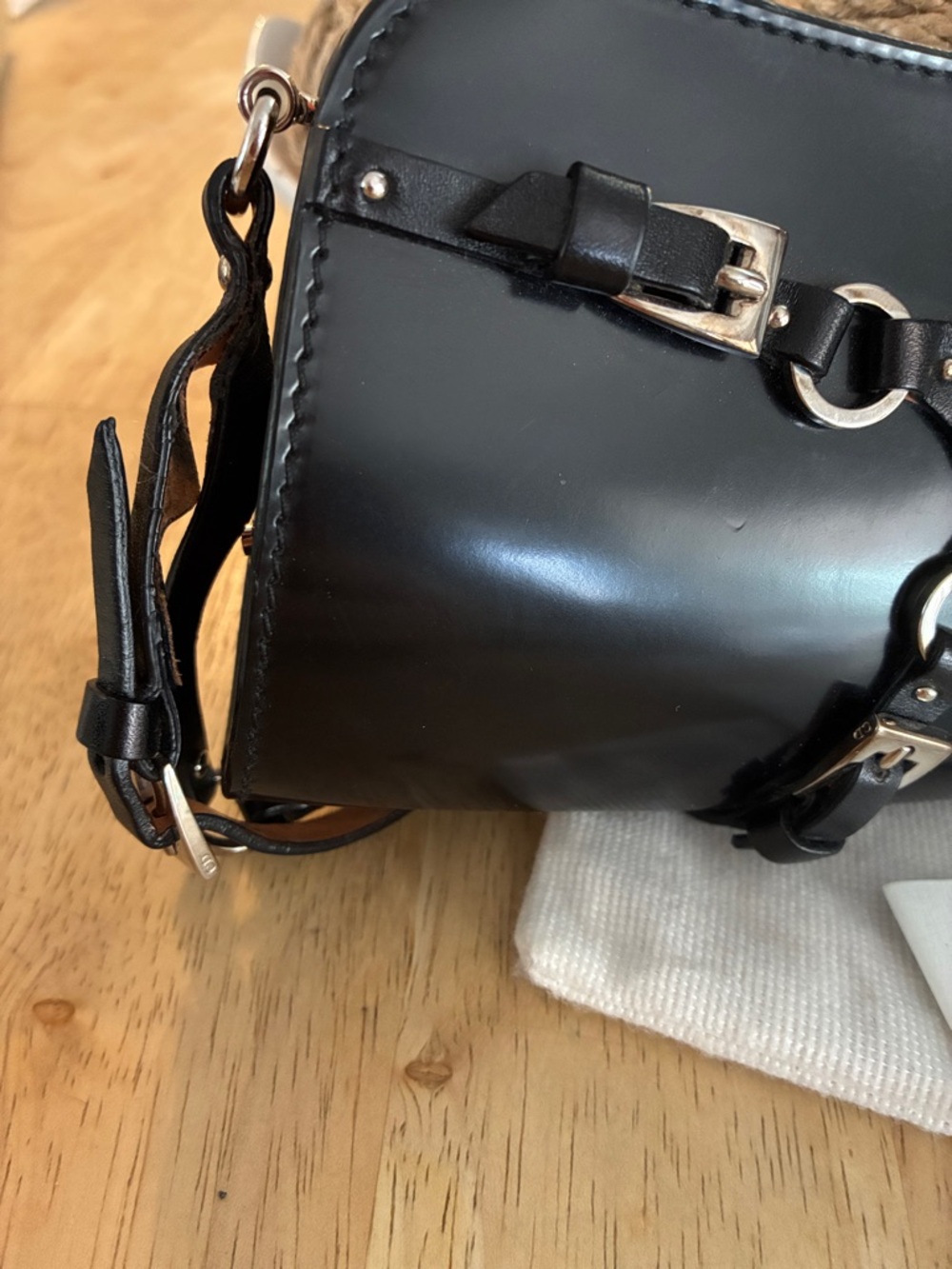 Vintage Dior Black Leather Wristlet with Silver Hardware - Picture 3 of 6
